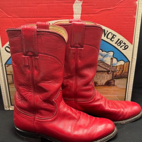 Vintage Women's Justin Red Roper Western Cowgirl Boots size 5 with Box - Picture 5 of 10